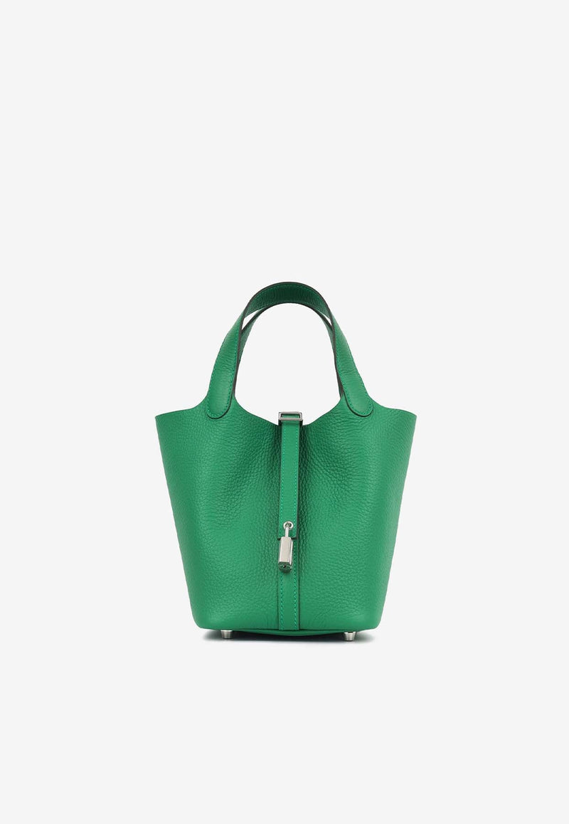 Picotin 18 in Vert Vertigo Clemence Leather with Palladium Hardware