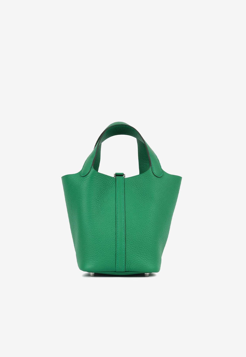 Picotin 18 in Vert Vertigo Clemence Leather with Palladium Hardware