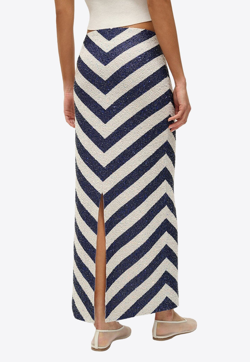 St. Tropez Beaded Chevron Maxi Skirt