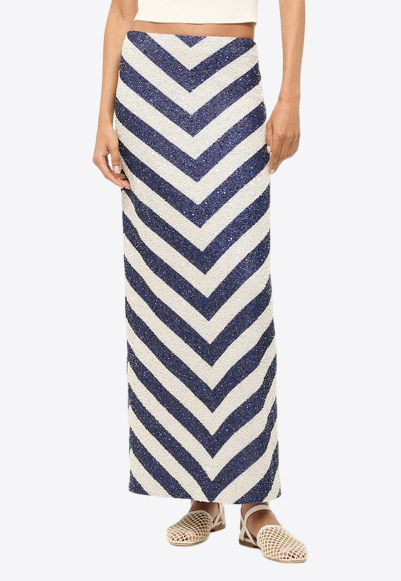 St. Tropez Beaded Chevron Maxi Skirt