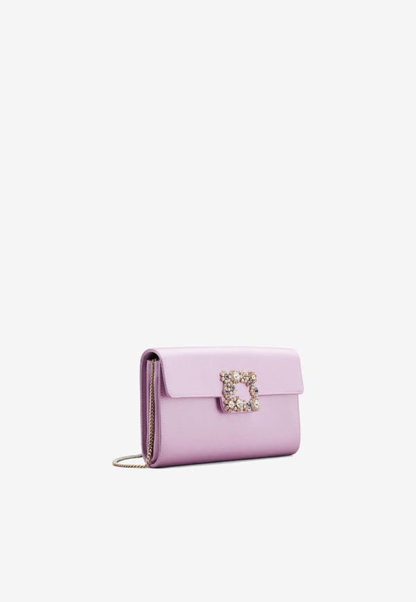 Floral Crystal-Embellished Satin Clutch