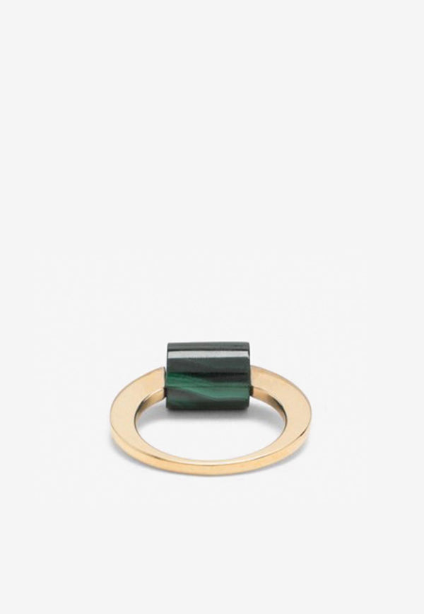 Cylinder Ring with Malachite Stone