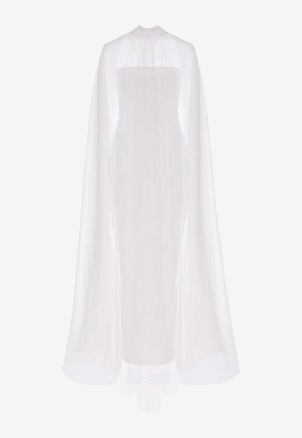 Crepe Corset Gown with Silk Chiffon Cape