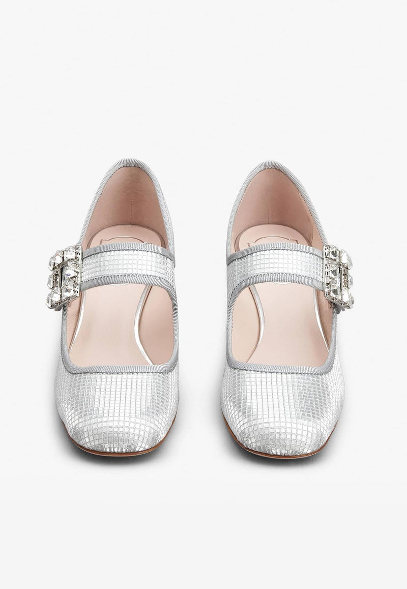 Trés Vivier  45 Crystal Buckle Babies Pumps