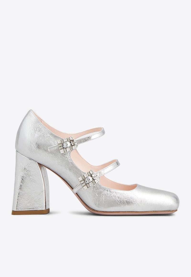 Babies 85 Crystal Buckle Pumps in Leather