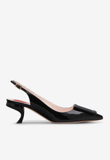 Virgule 55 Buckle Slingback Pumps in Patent Leather