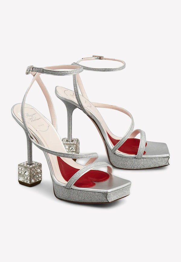 Cube 120 Crystal Heel Glitter Sandals