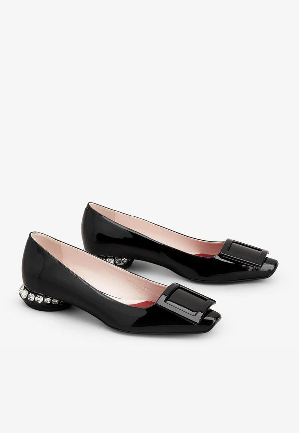 Strass Heel Ballerina Flats in Patent Leather