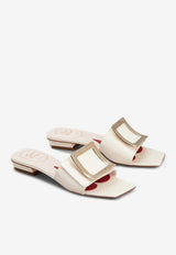 Belle Vivier Metal Buckle Mules in Patent Leather