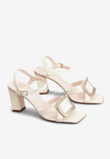 Belle Vivier 75 Metal Buckle Sandals in Nappa Leather