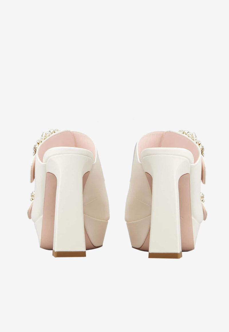 Slidy Viv' 100 Crystal Buckle Platform Mules in Nappa Leather