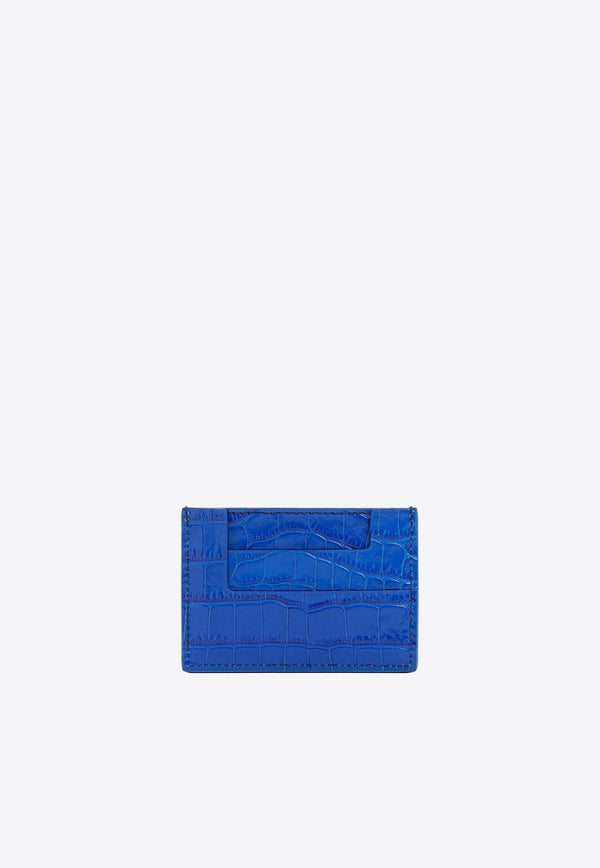 TF Cardholder in Croc-Embossed Leather