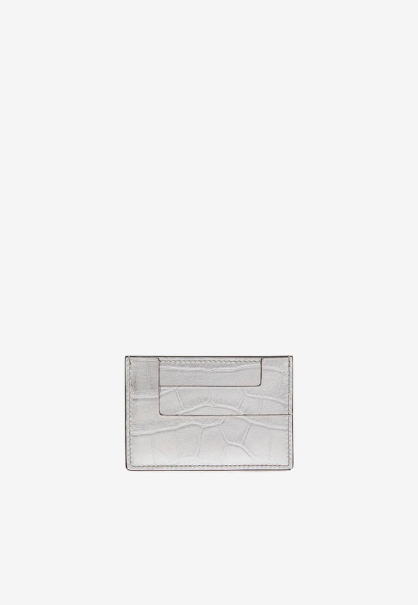 TF Cardholder in Metallic Croc Embossed Leather