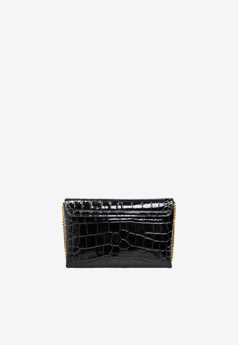 Mini Monarch Shoulder Bag in Croc-Embossed Leather