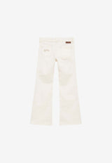 Girls Logo-Embroidered Flared Jeans