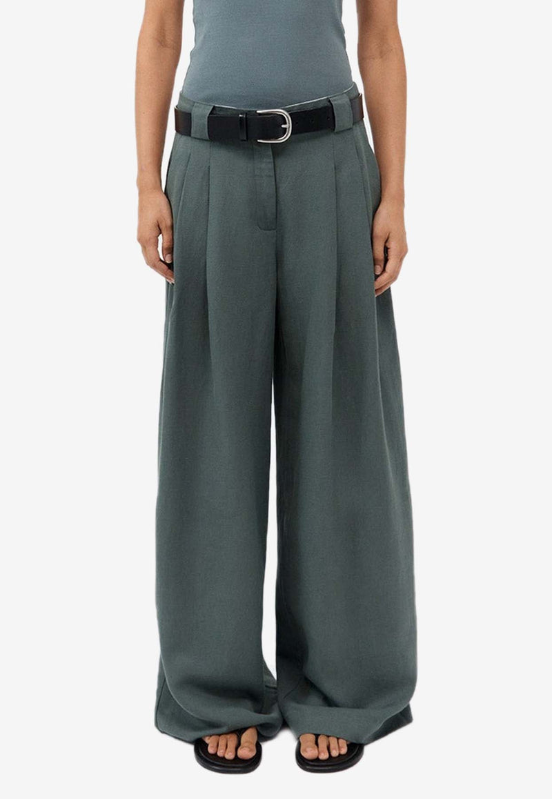 Wide-Leg Pleated Pants