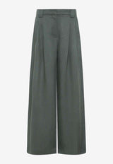 Wide-Leg Pleated Pants