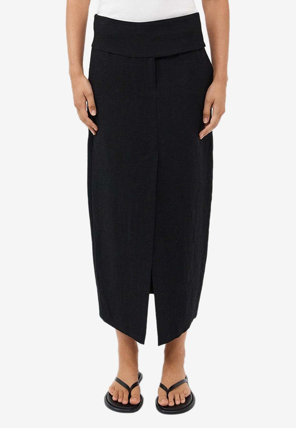 Wide Waistband Column Midi Skirt