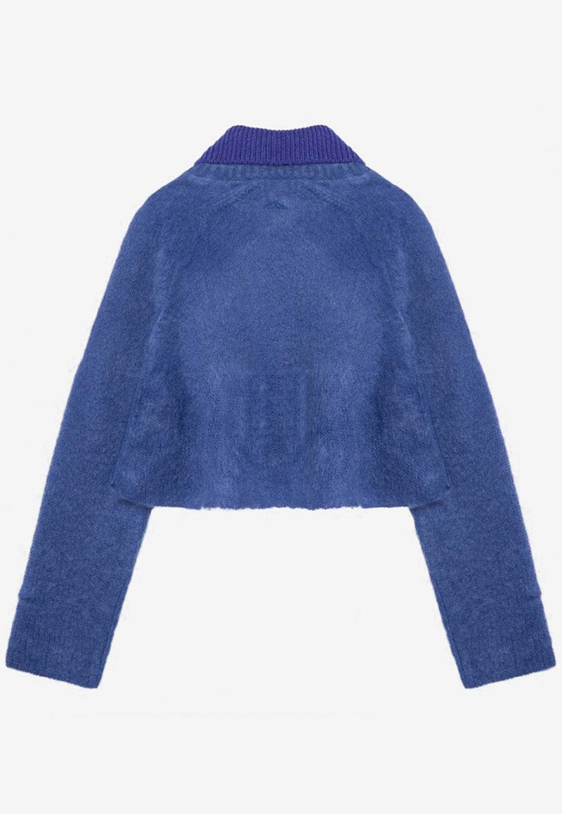 Brushed Mohair-Blend Polo Sweater