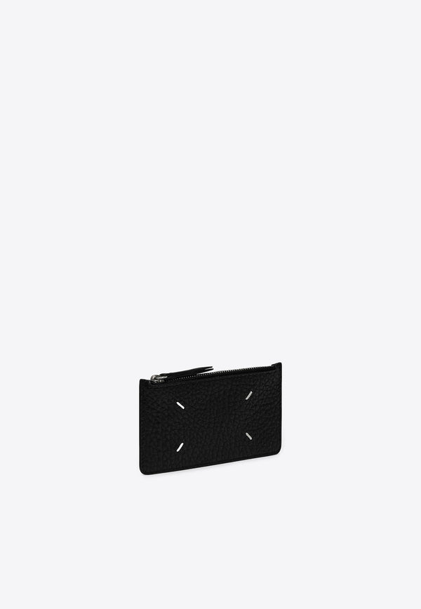 Four-Stitches Grained Leather Cardholder