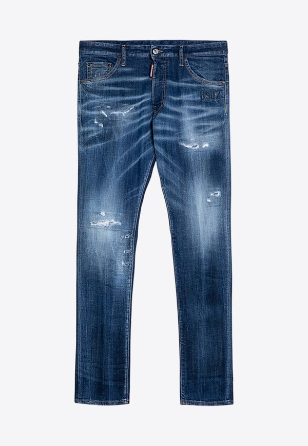 Distressed Washed-Out Slim Jeans