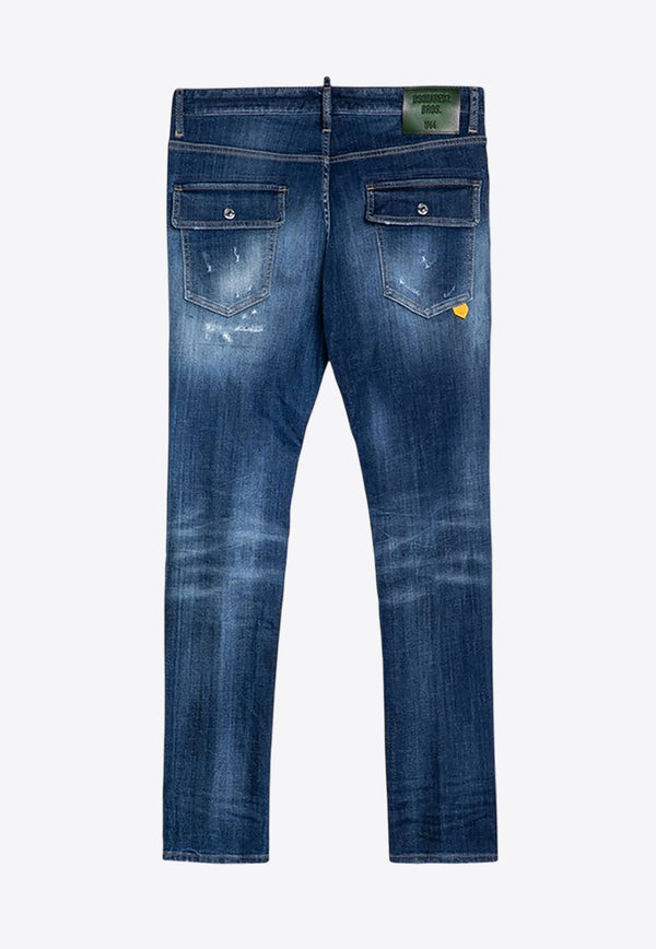 Distressed Washed-Out Slim Jeans