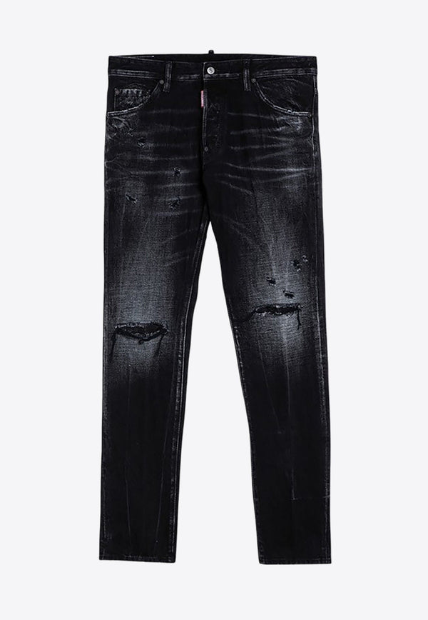 Distressed Washed-Out Slim Jeans