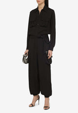 Silk-Blend Cargo Jumpsuit