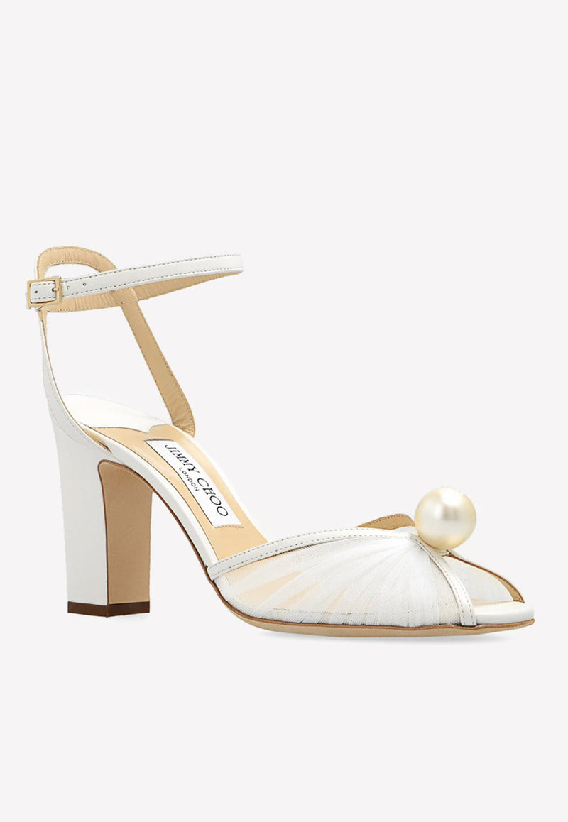 Sacaria 100 Pearl Embellished Tulle Sandals