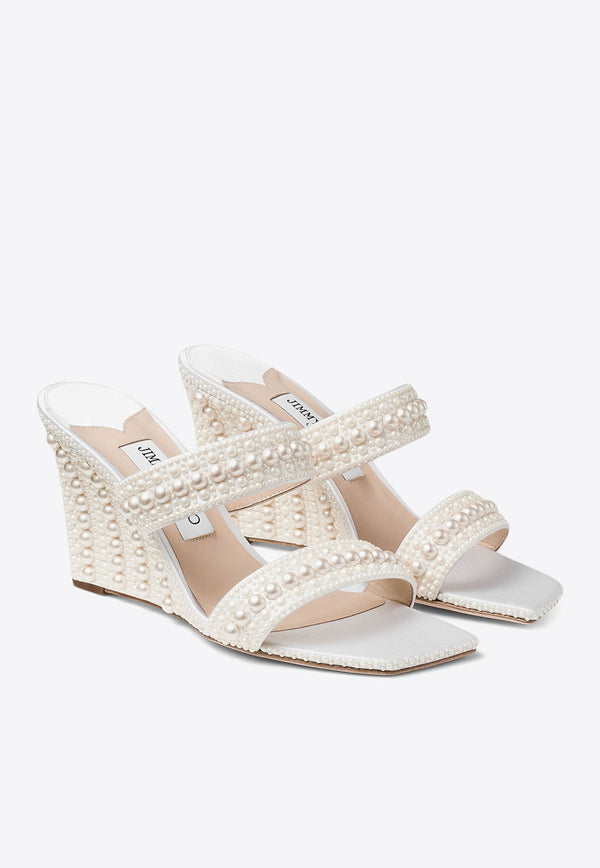 Sacoria 85 Pearl-Embellished Wedge Sandals