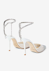 Saeda 100 Crystal-Embellished Mesh Pumps