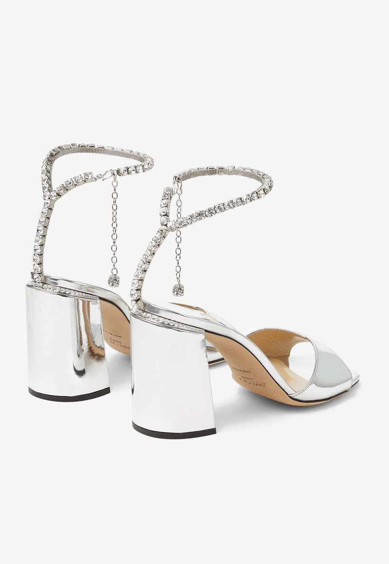 Saeda 85 Block Heel Sandals in Metallic Leather