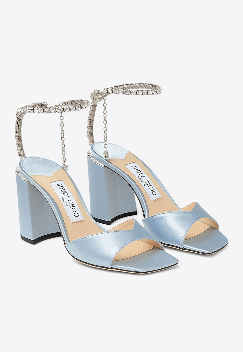 Saeda 85 Crystal Chain Sandals in Satin