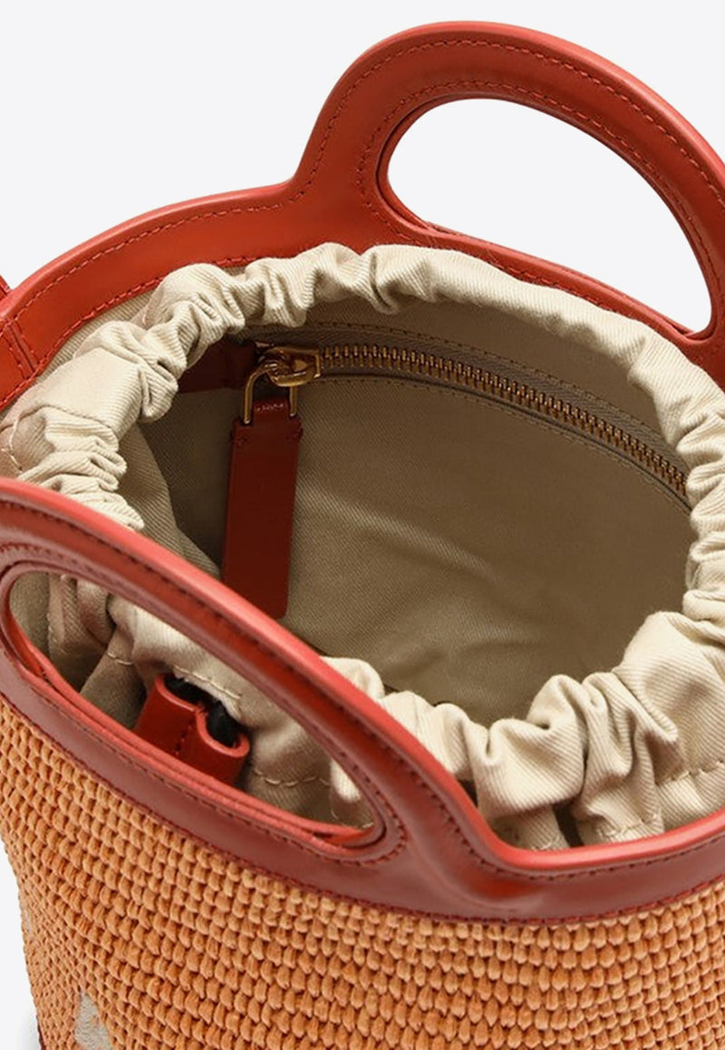Tropicalia Leather and Raffia Bucket Bag
