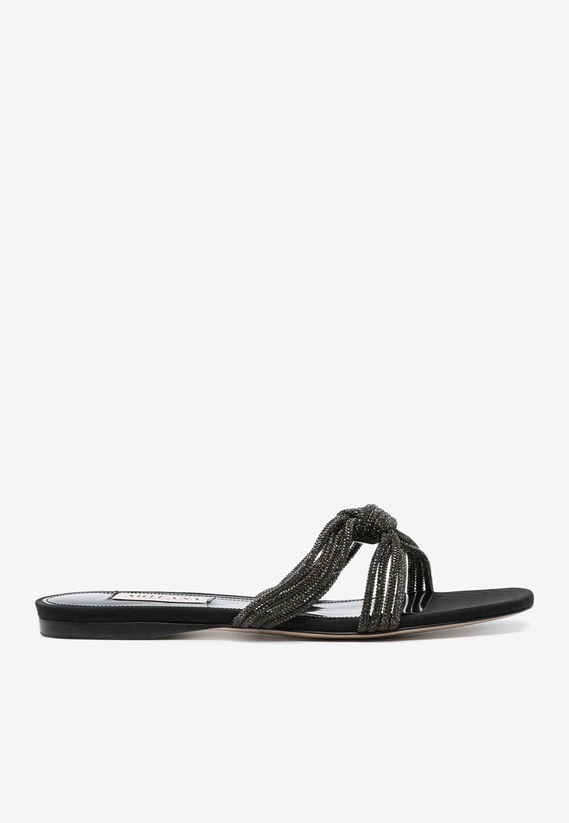 Capri Crystal Knotted Flat Sandals