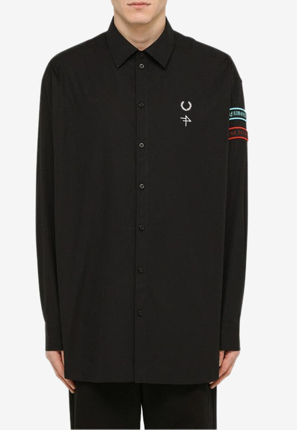 X Fred Perry Logo Embroidered Long-Sleeved Shirt
