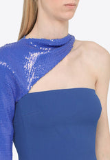 One-Shoulder Sequin-Embellished Mini Dress