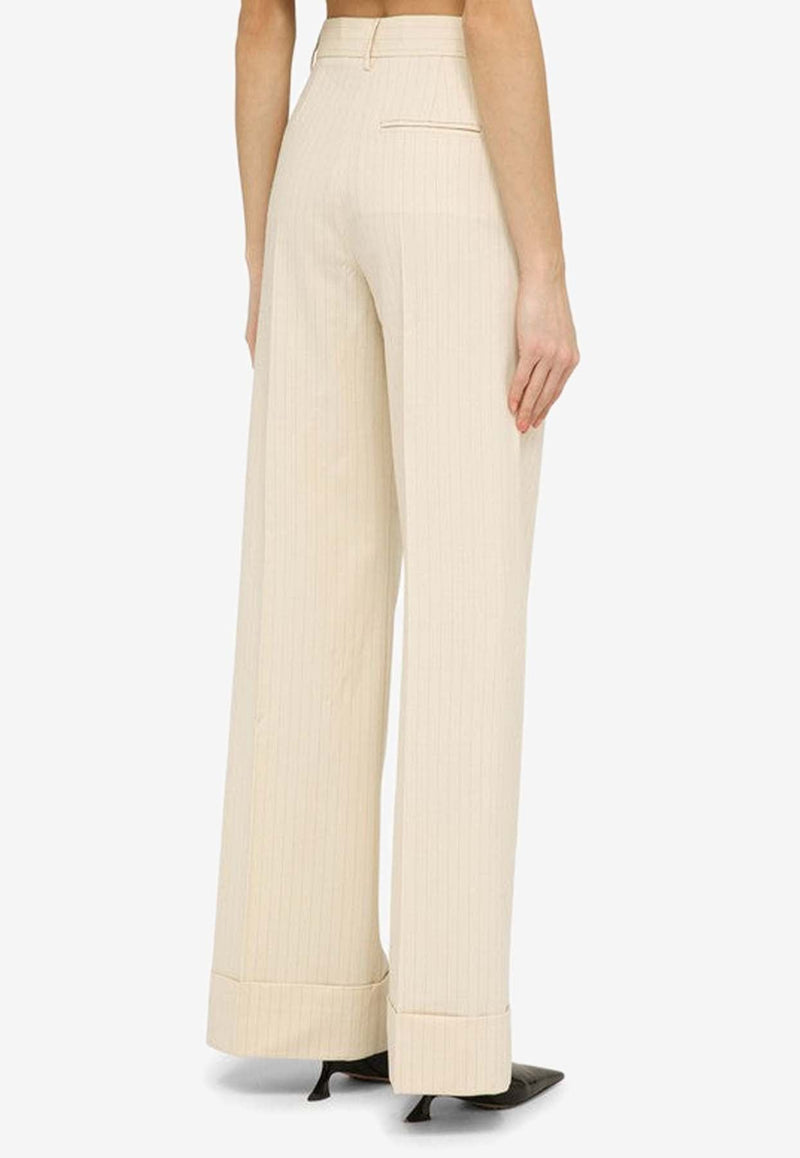 Wool-Blend Pinstriped Pants