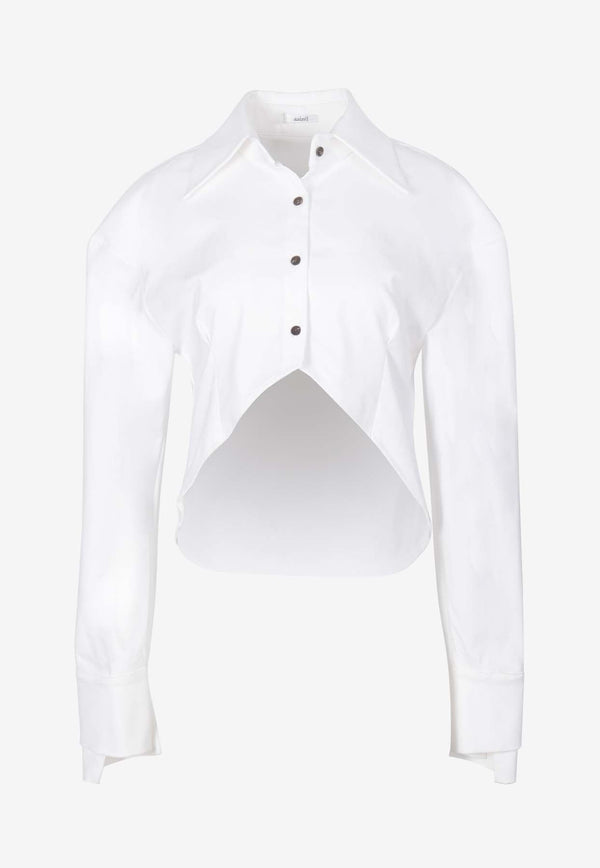 Asymmetric Long-Sleeved Cropped Shirt