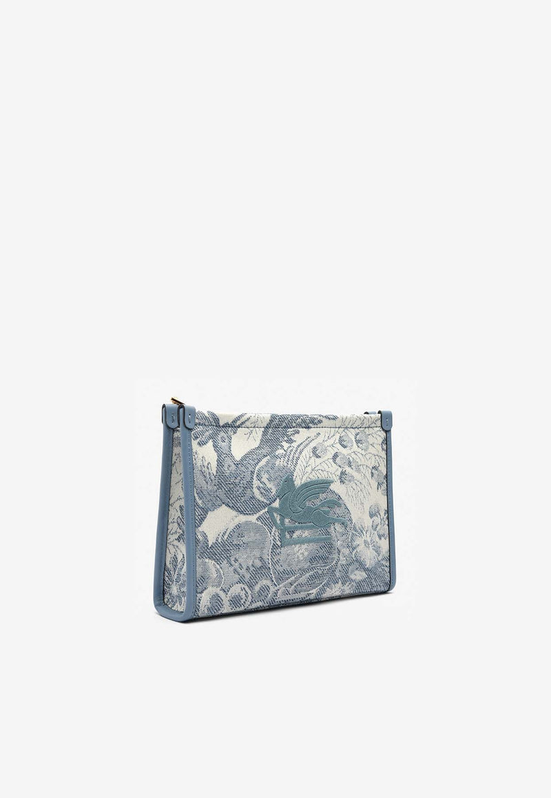 Medium Denim Jacquard Pouch Bag