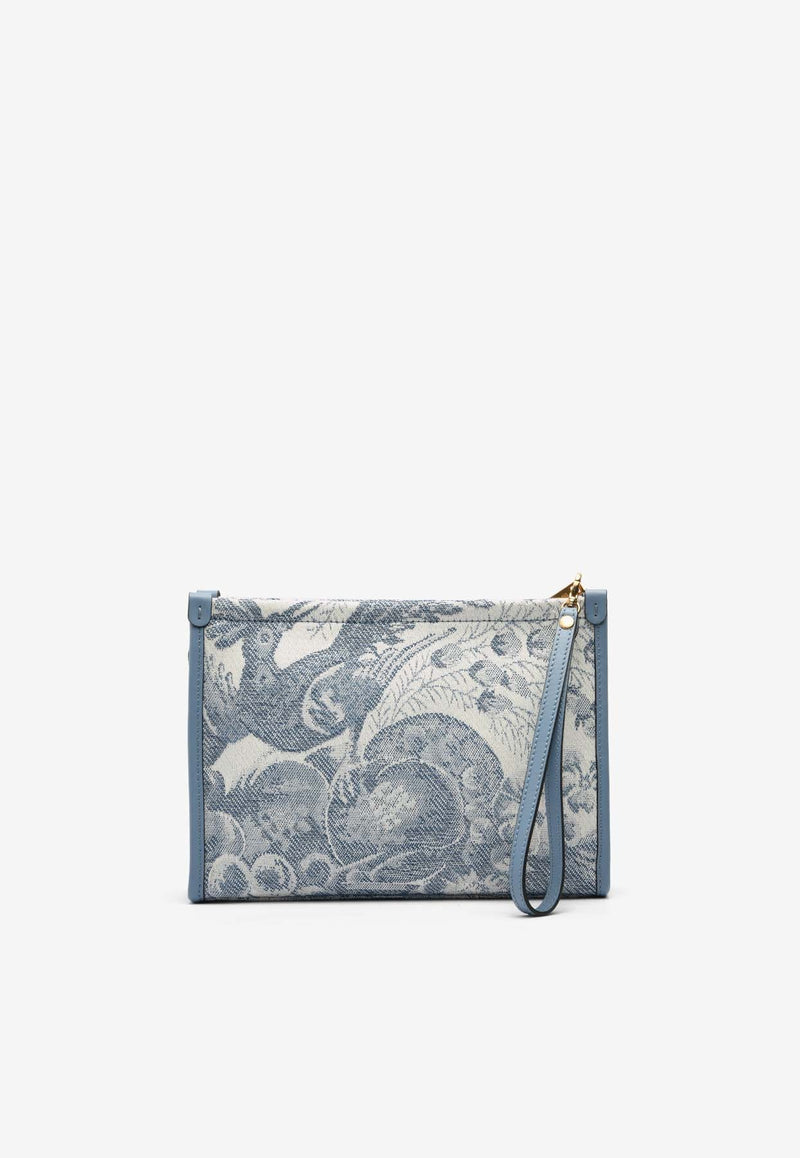 Medium Denim Jacquard Pouch Bag