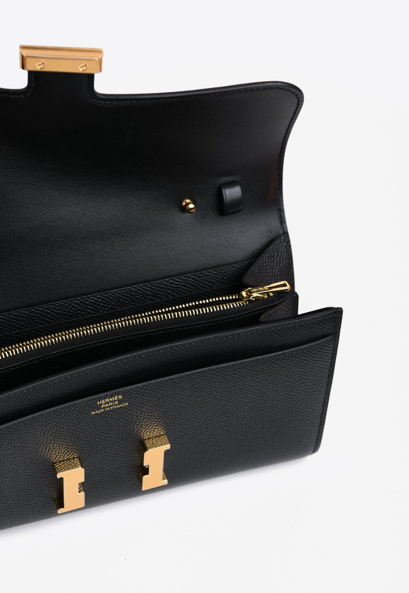 Constance To Go Wallet in Black Epsom with Gold Hardware