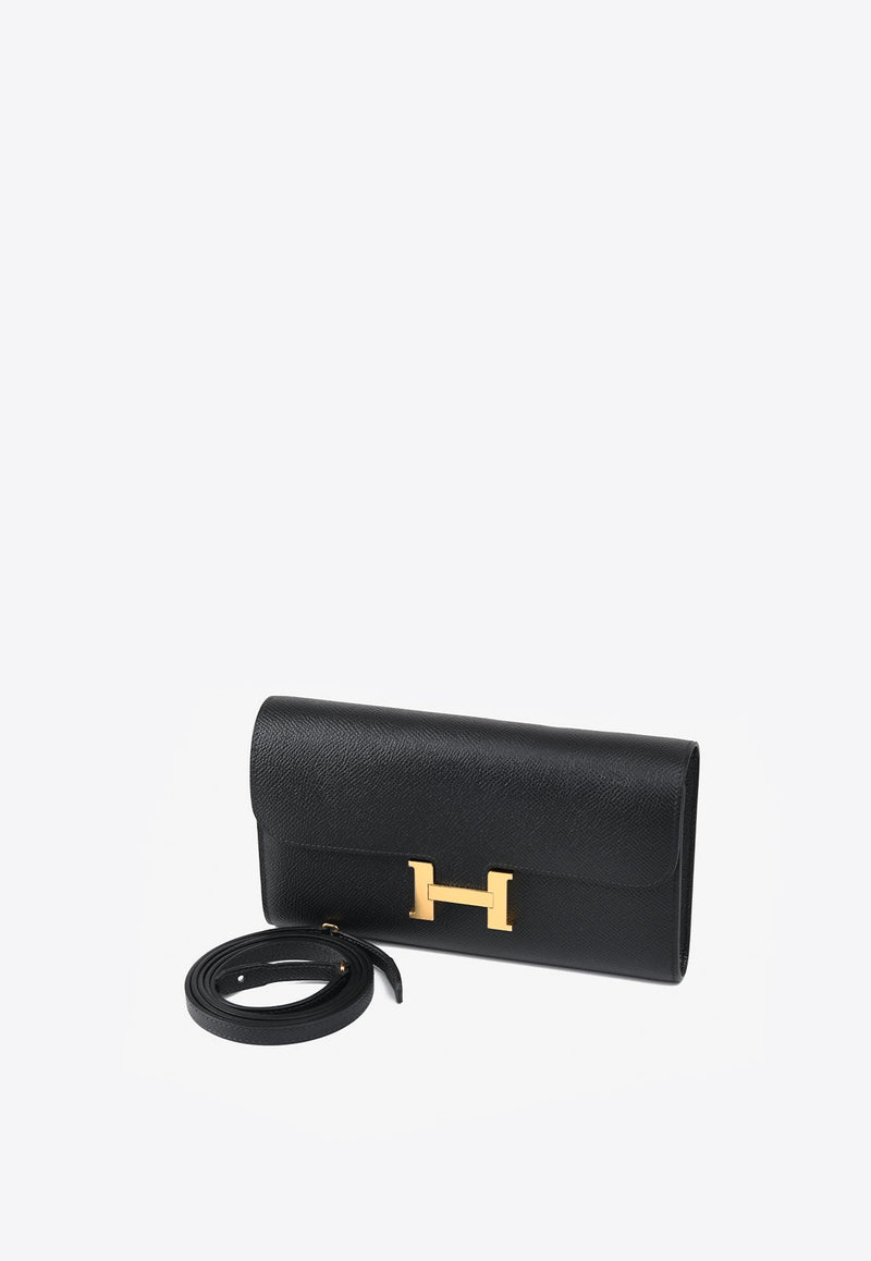 Constance To Go Wallet in Black Epsom with Gold Hardware