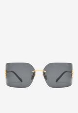 Runway Rimless Curved Sunglasses