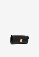 Paris Croc-Embossed Leather Clutch