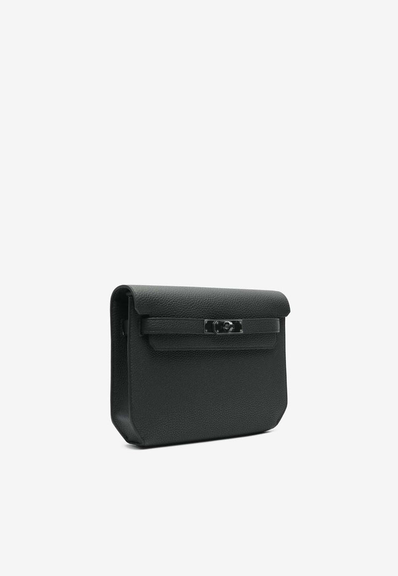 Kelly Depeches 25 Pouch in Black Togo with Monochrome Hardware