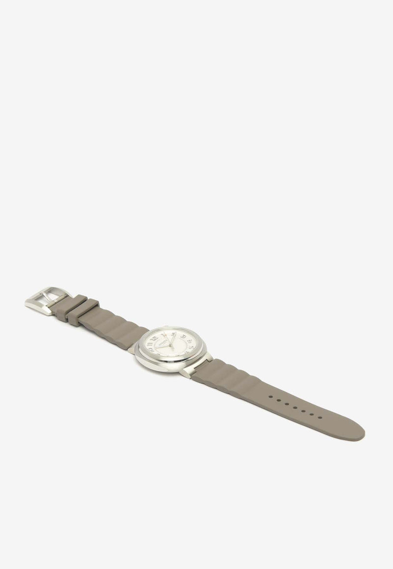 Large Hermès Cut 36mm Watch with Gris Etain Rubber Strap