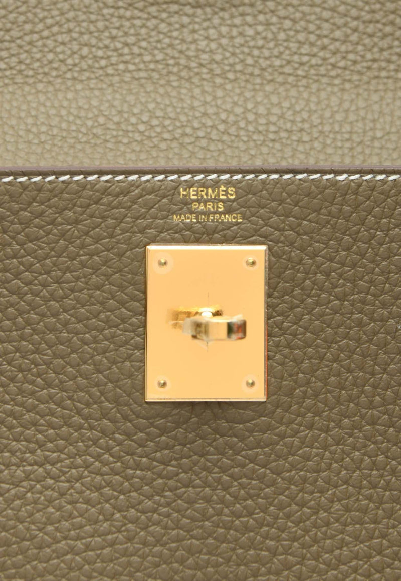 Kelly Retourne 28 in Etoupe Clemence Leather with Gold Hardware