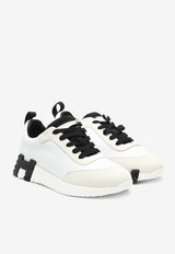 Bouncing Low-Top Sneakers in White Sport Goatskin and Suede
