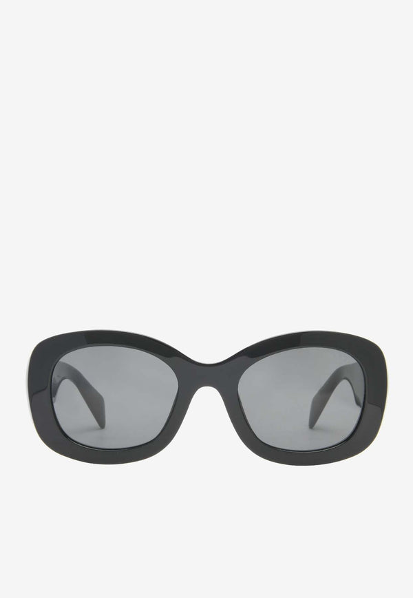 Raised Logo Oval-Shaped Sunglasses